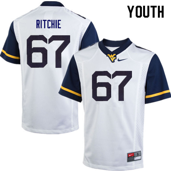 Youth #67 Josh Ritchie West Virginia Mountaineers College Football Jerseys Sale-White